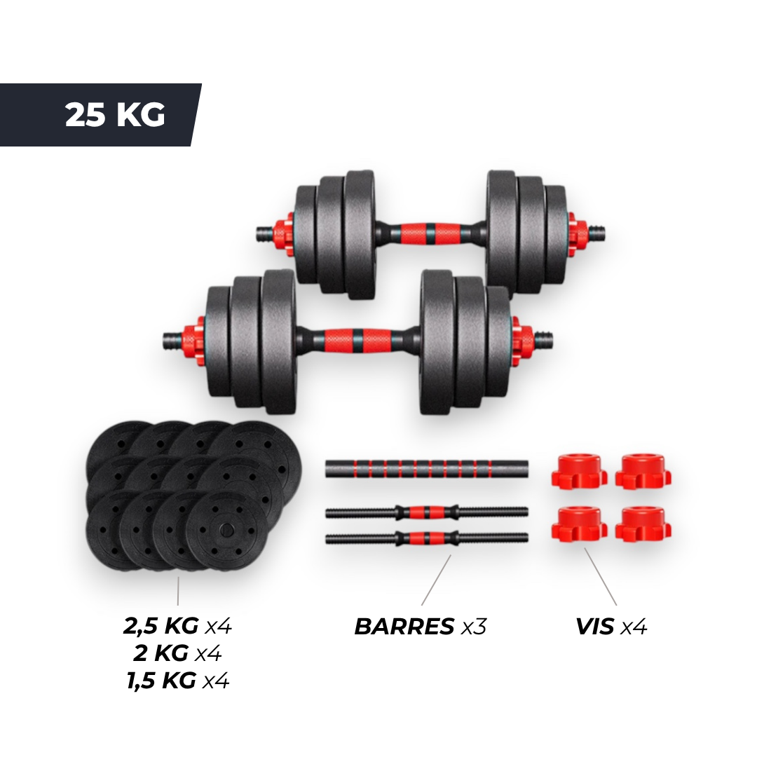 Haltère ajustable IRONIX™ ProFlex 25 – 20 à 25 kg, Réglable, Compacte & Antidérapante IRONIX VENITHY