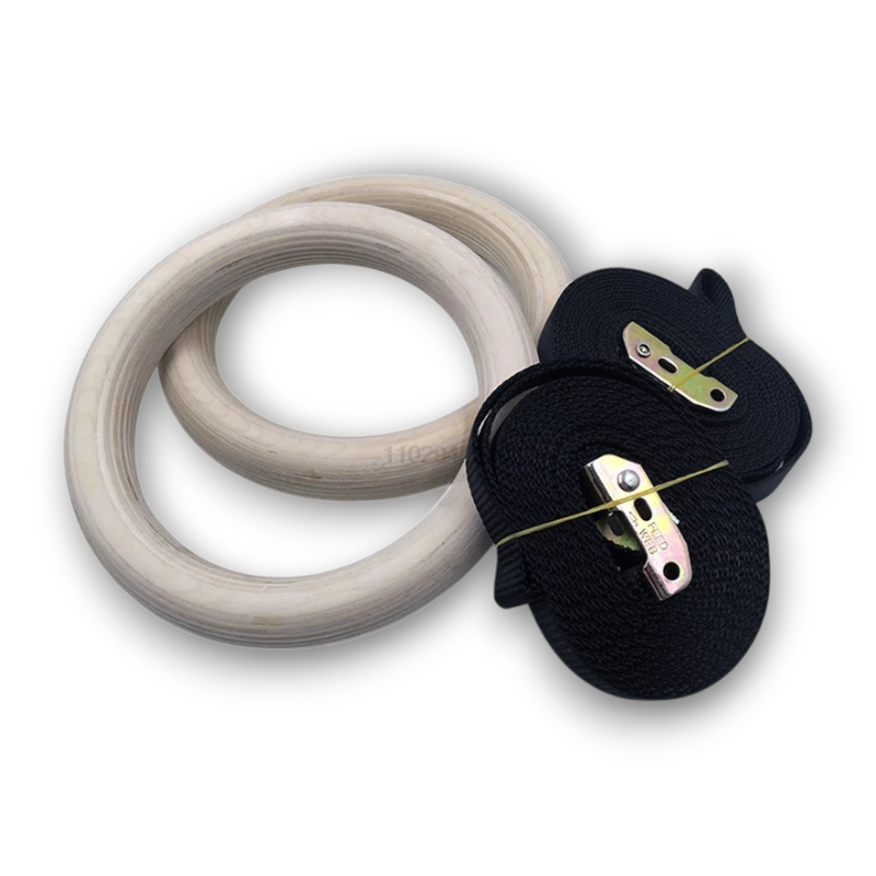 fait Anneaux de Gymnastique en Bois – Sangles Renforcées 4,5 m – Cross Training & Street Workout WOODFORCE VENITHY