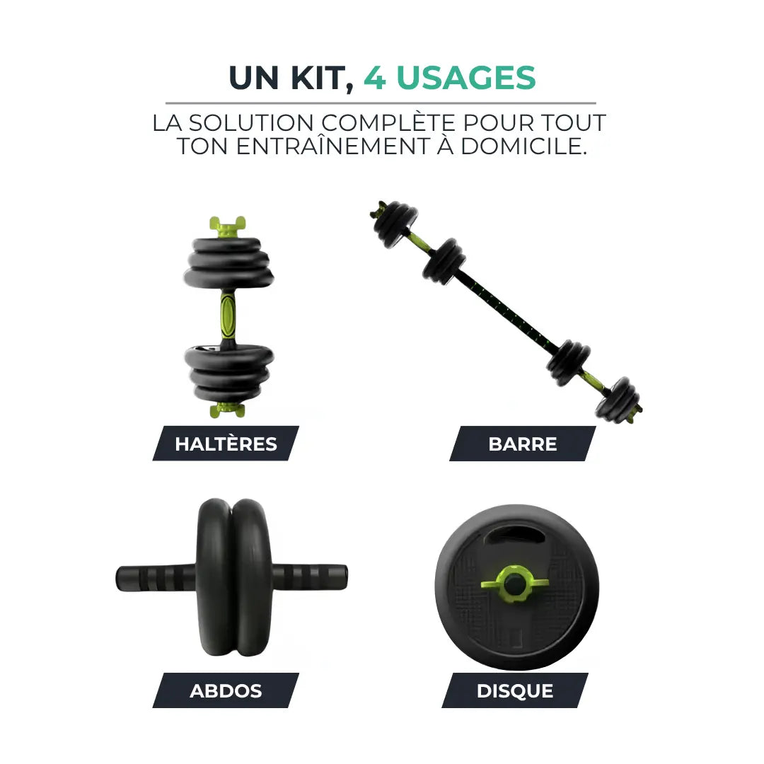 Kit d’Haltères Réglables 4 en 1 - De 10 kg à 40 kg PushMax VENITHY