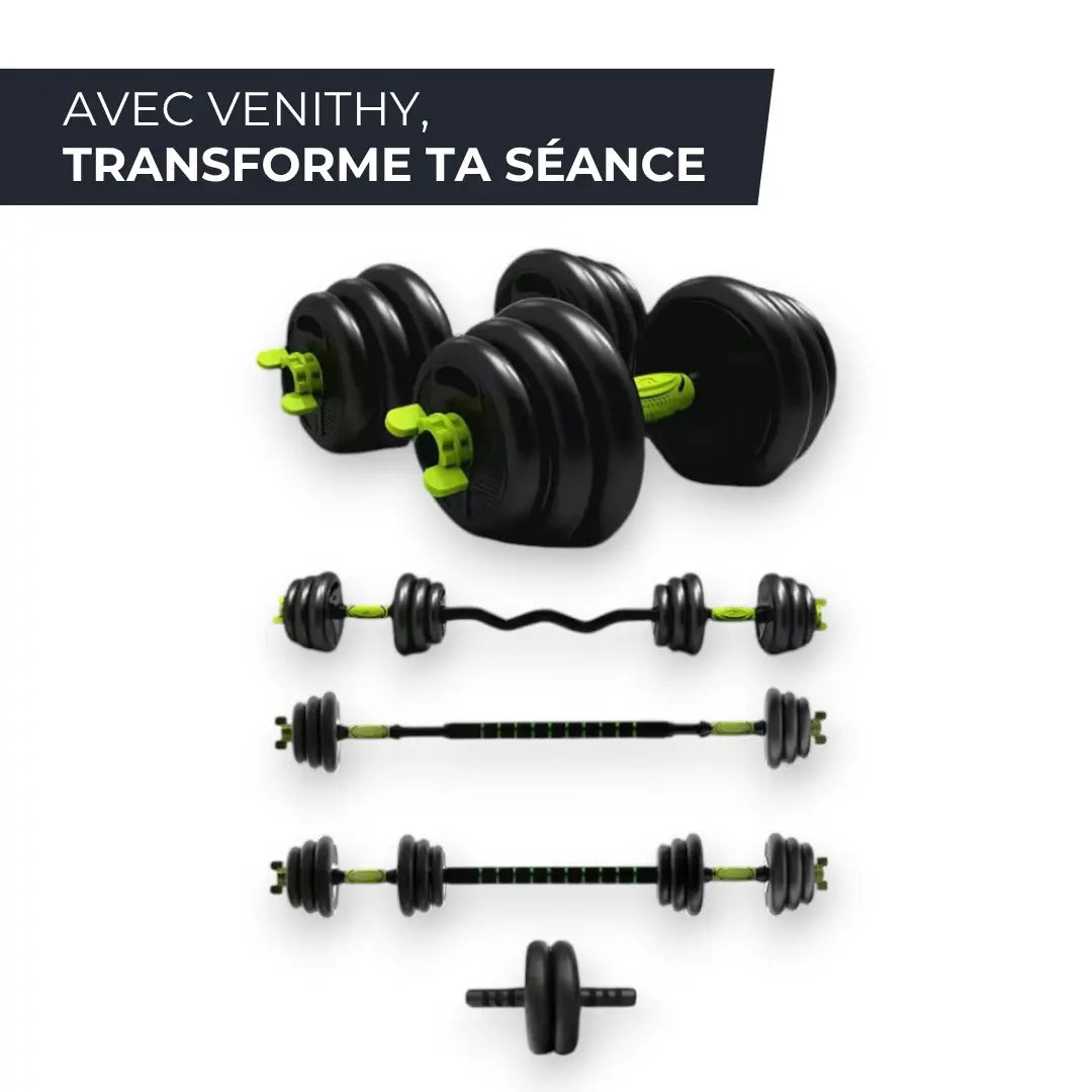 Kit d’Haltères Réglables 4 en 1 - De 10 kg à 40 kg PushMax VENITHY