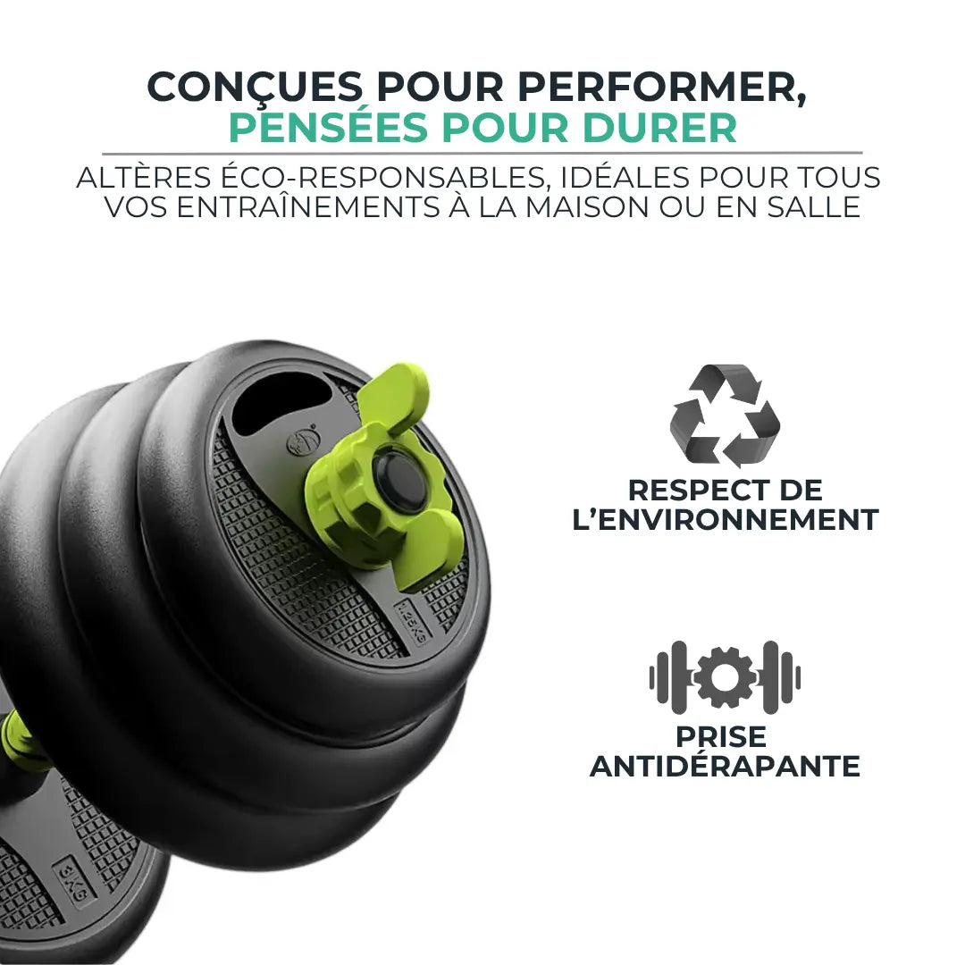 Kit d’Haltères Réglables 4 en 1 - De 10 kg à 40 kg PushMax VENITHY
