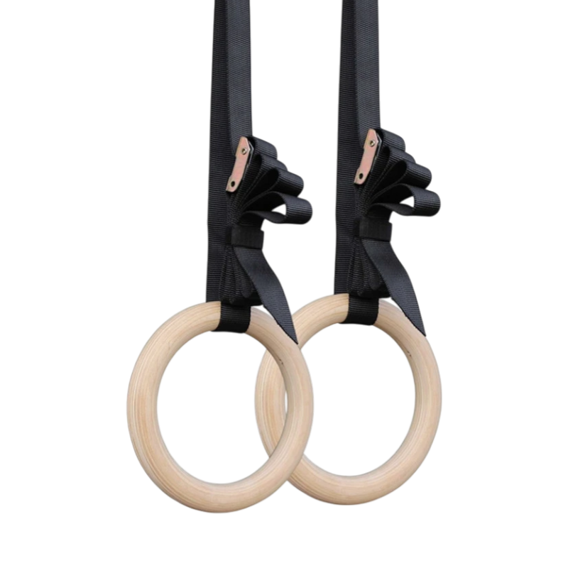 fait Anneaux de Gymnastique en Bois – Sangles Renforcées 4,5 m – Cross Training & Street Workout WOODFORCE   VENITHY