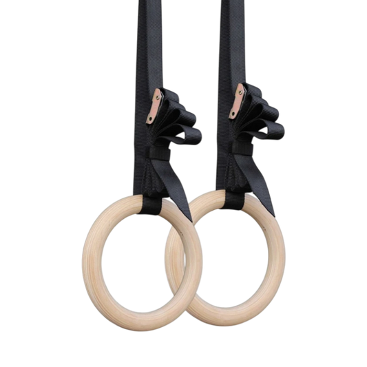 fait Anneaux de Gymnastique en Bois – Sangles Renforcées 4,5 m – Cross Training & Street Workout WOODFORCE   VENITHY