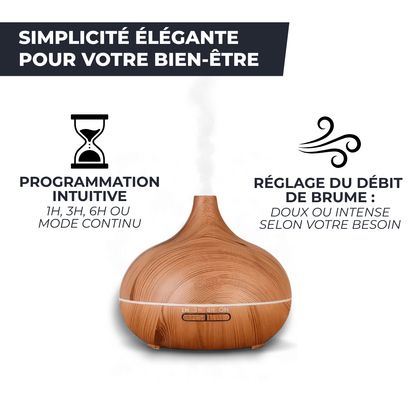 Diffuseur d’Huiles Essentielles 500ml – Bois Naturel