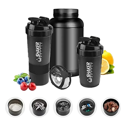 Shaker Sport 500ml - Mélange Protéiné avec Ball Whisk & Rangement Poudre PROTOMIX   VENITHY