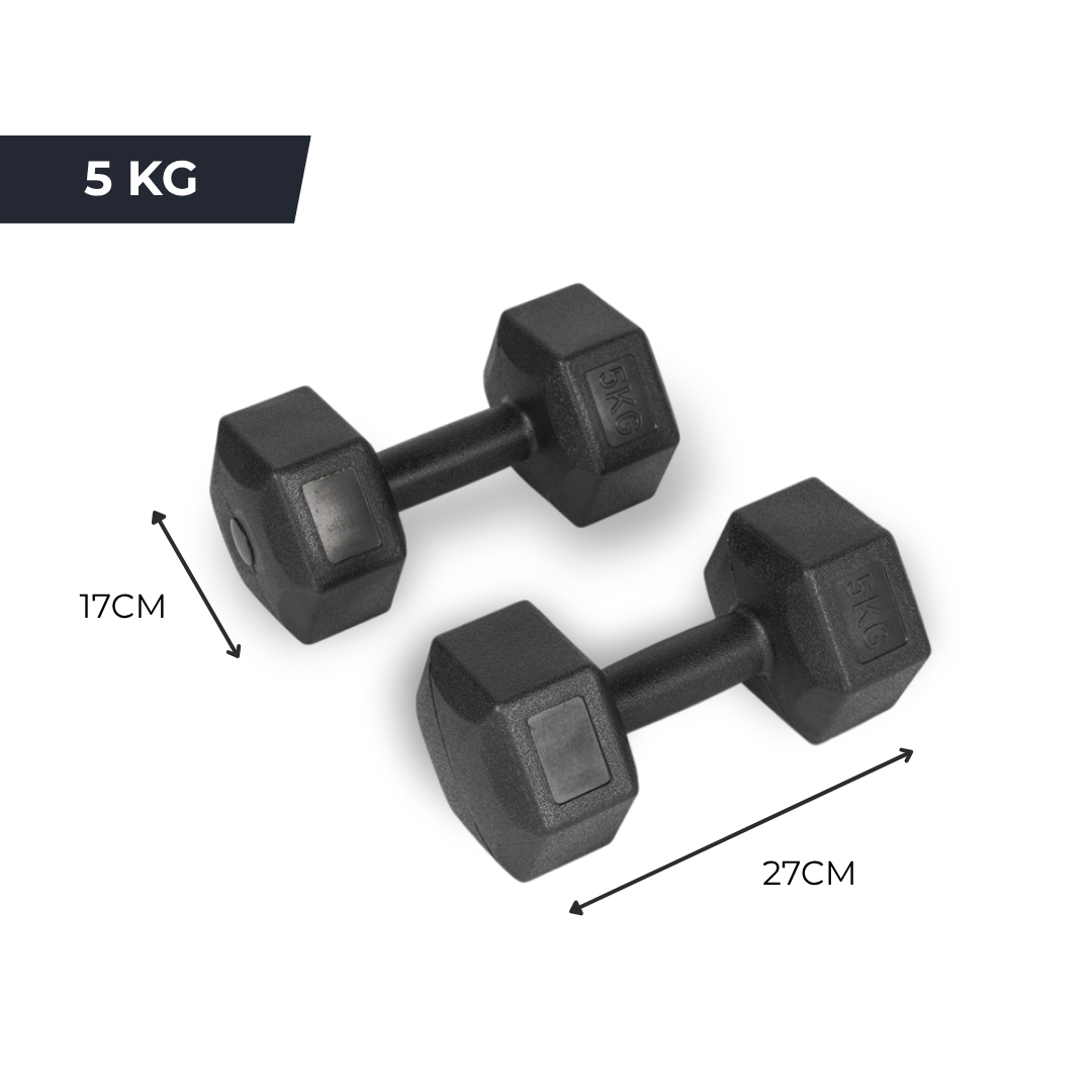 Haltère hexagonale - Revêtement PVC Antichoc, Prise Confort et Stabilité Totale IRONIX   VENITHY