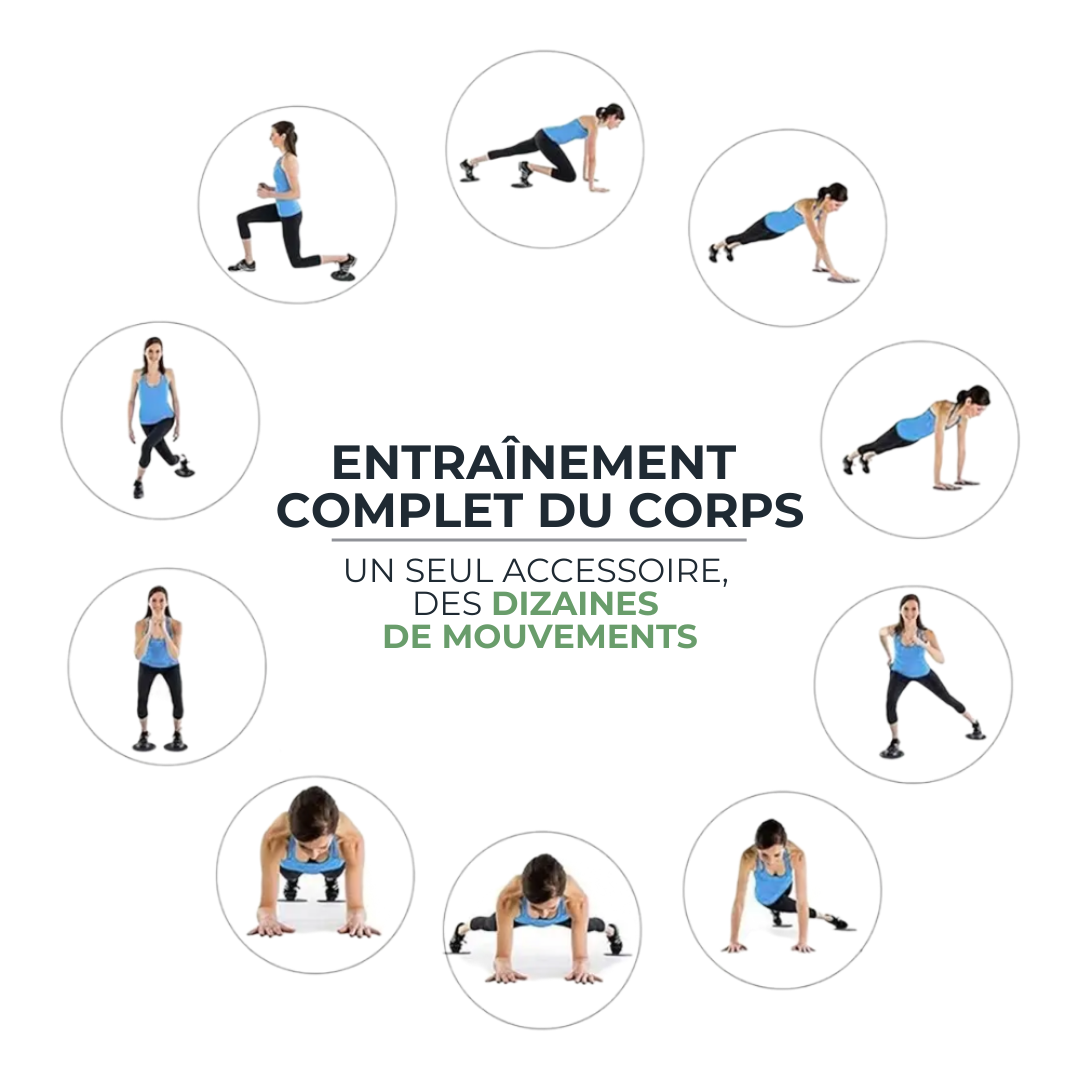 Disque de glisse fitness - Sliders Core Training pour renforcement & gainage SLIDEMOTION   VENITHY