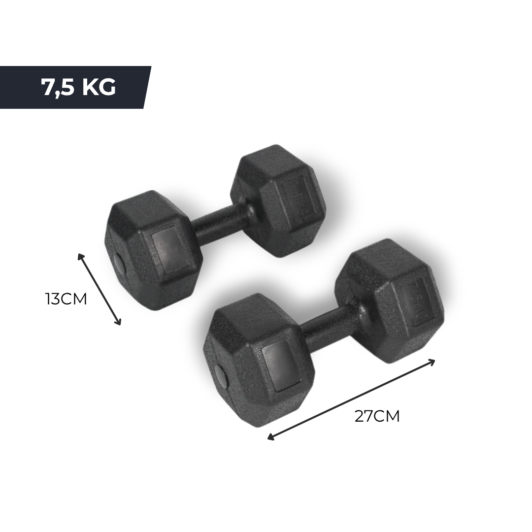 Haltère hexagonale - Revêtement PVC Antichoc, Prise Confort et Stabilité Totale IRONIX   VENITHY