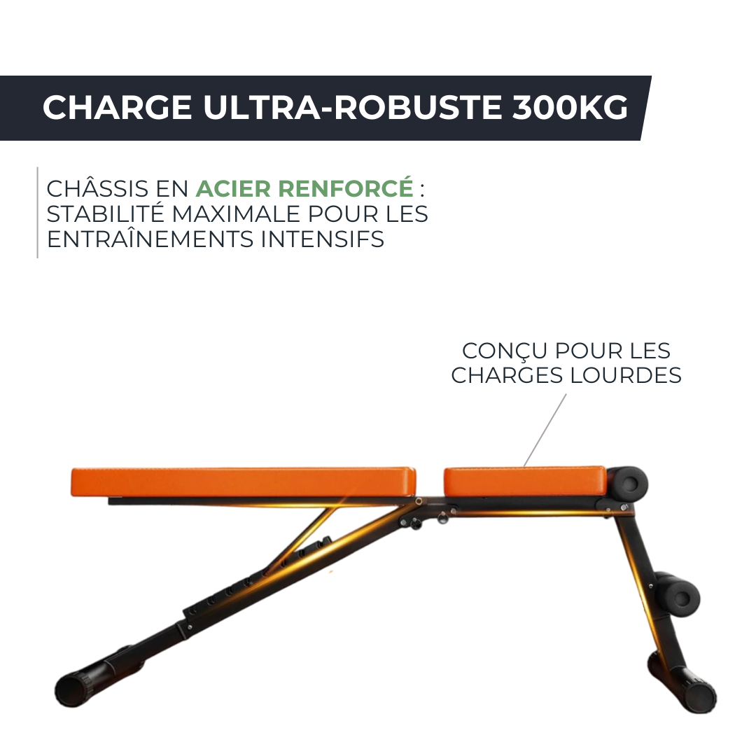 Banc développé couché - Pliable, 8 Positions & Charge 300KG TITANFRAME   VENITHY