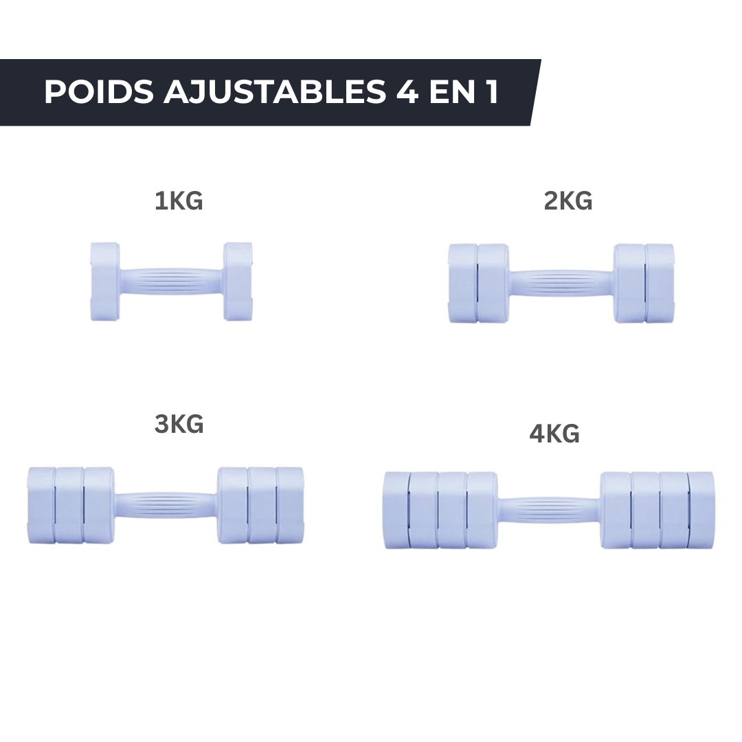 2 Haltères Ajustables 4 en 1 - Design Anti-Roulis, Poignée Antidérapante et Poids Modulables MERACH   VENITHY