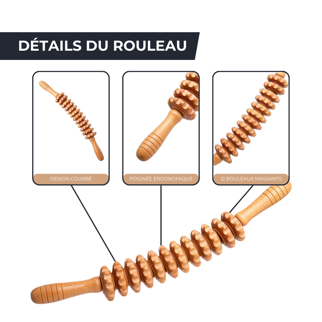 Rouleau de Massage Bois - Anti-Cellulite, Lymphatique & Deep Tissue FitWood Pro   VENITHY