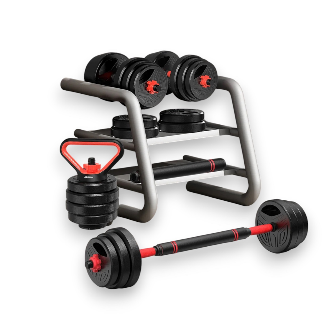 Haltères & Barbell 3 en 1 de 20 kg - Kit Complet Ajustable IRONIX   VENITHY