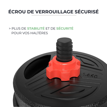 Haltères & Barbell 3 en 1 de 20 kg - Kit Complet Ajustable IRONIX   VENITHY