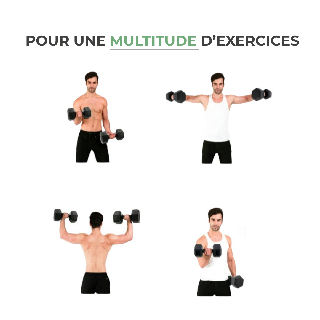 Haltère hexagonale - Revêtement PVC Antichoc, Prise Confort et Stabilité Totale IRONIX   VENITHY