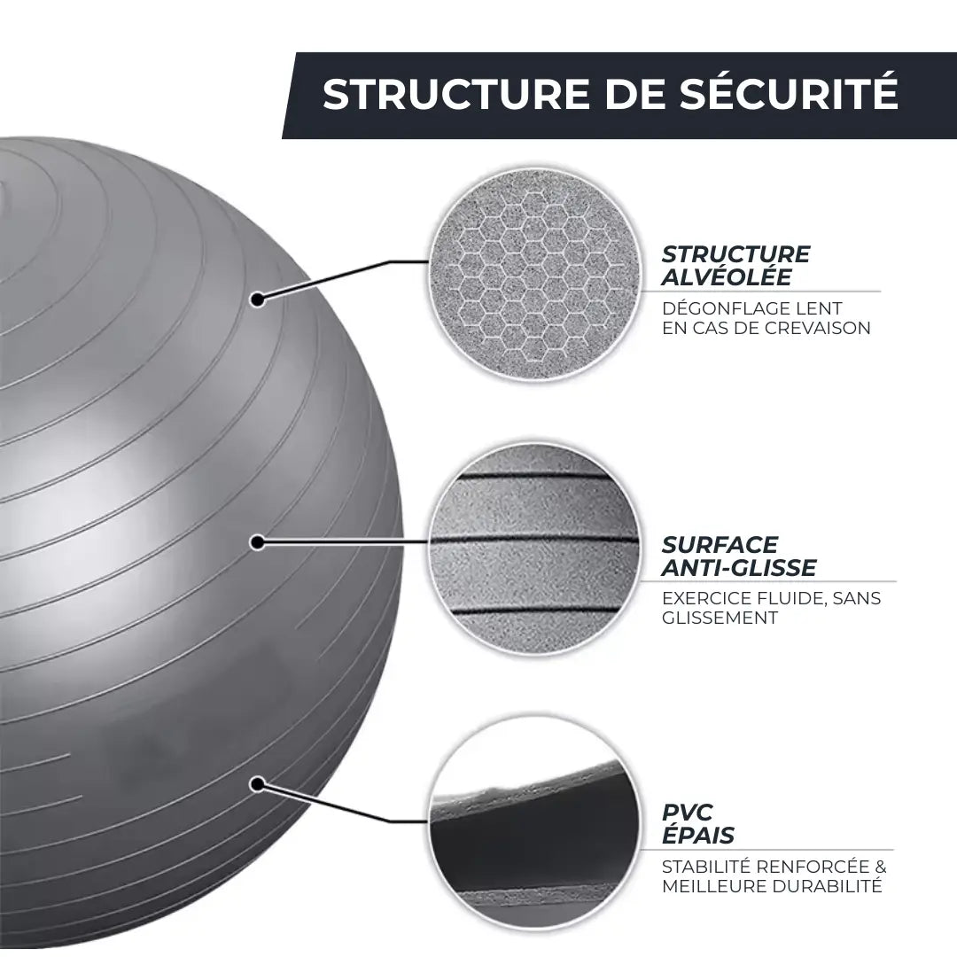 COPIE Ballon de gym 65 cm - Renforcement, équilibre & bien-être STABYA   VENITHY