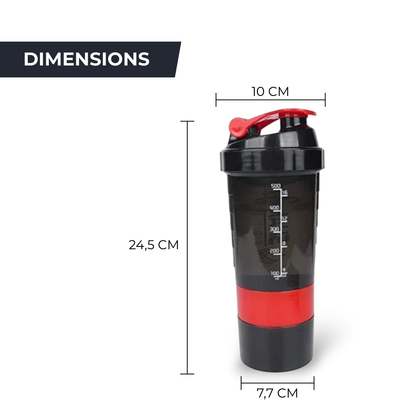 Shaker Sport 500ml - Mélange Protéiné avec Ball Whisk & Rangement Poudre PROTOMIX   VENITHY