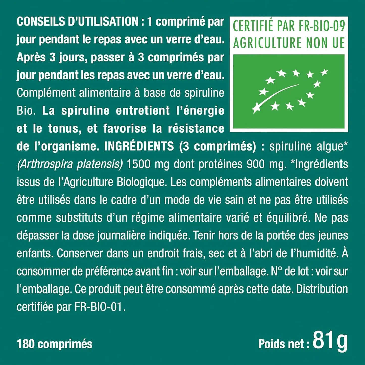 Spiruline Bio NUTRIMEA   VENITHY